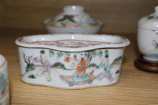 A group of late 19th/early 20th century Chinese famille rose boxes and small jars